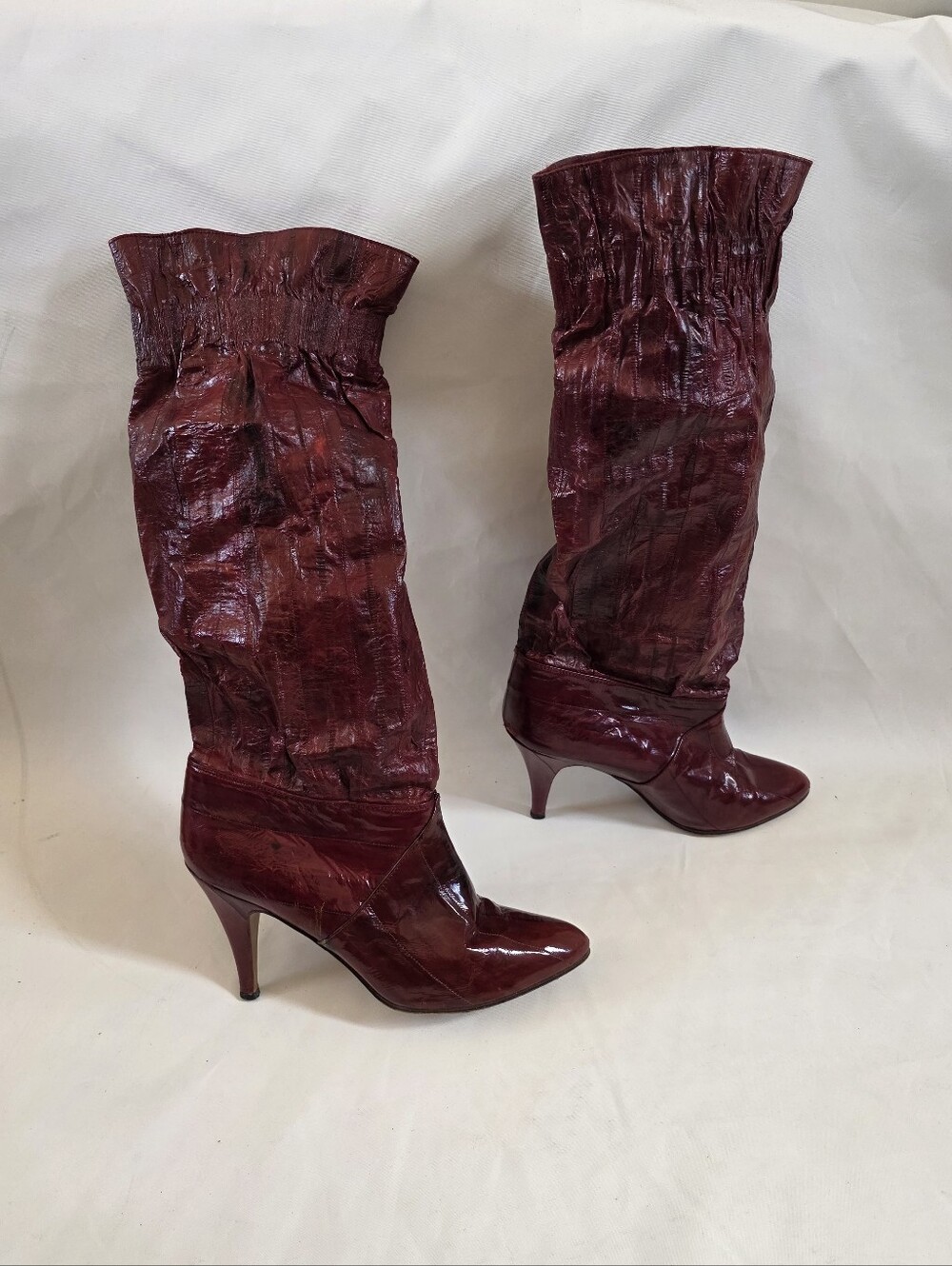 Vintage Saffron Leather Knee High High Heel Boots 8